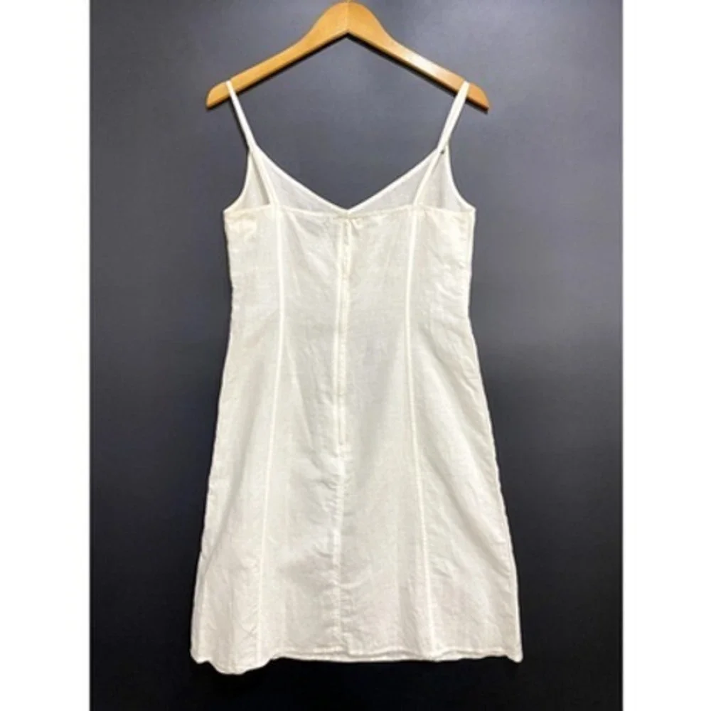 H&M Dress Kids 10 White Linen Blend Slip Mini Sundress Spaghetti Strap Neutral‎